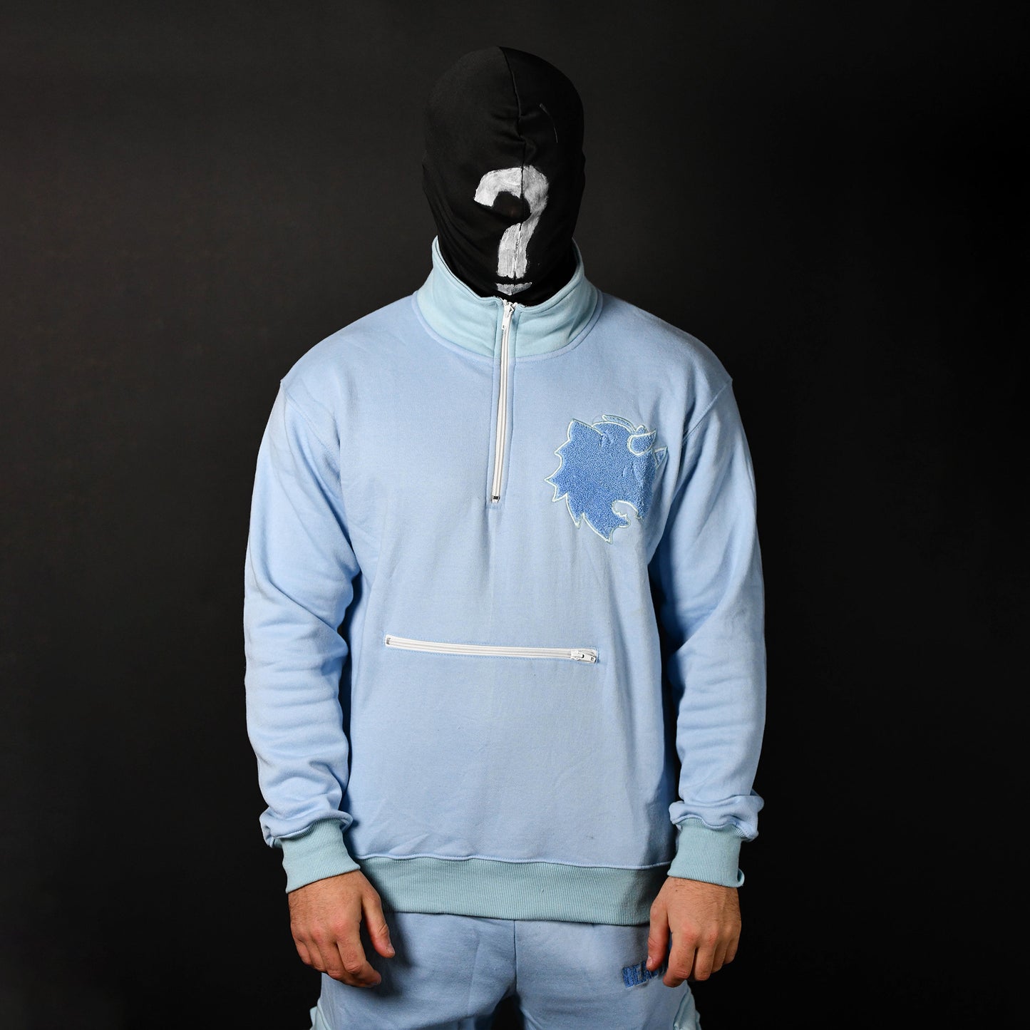 Mystique Baby Blue Set Quarter Zip Sweater