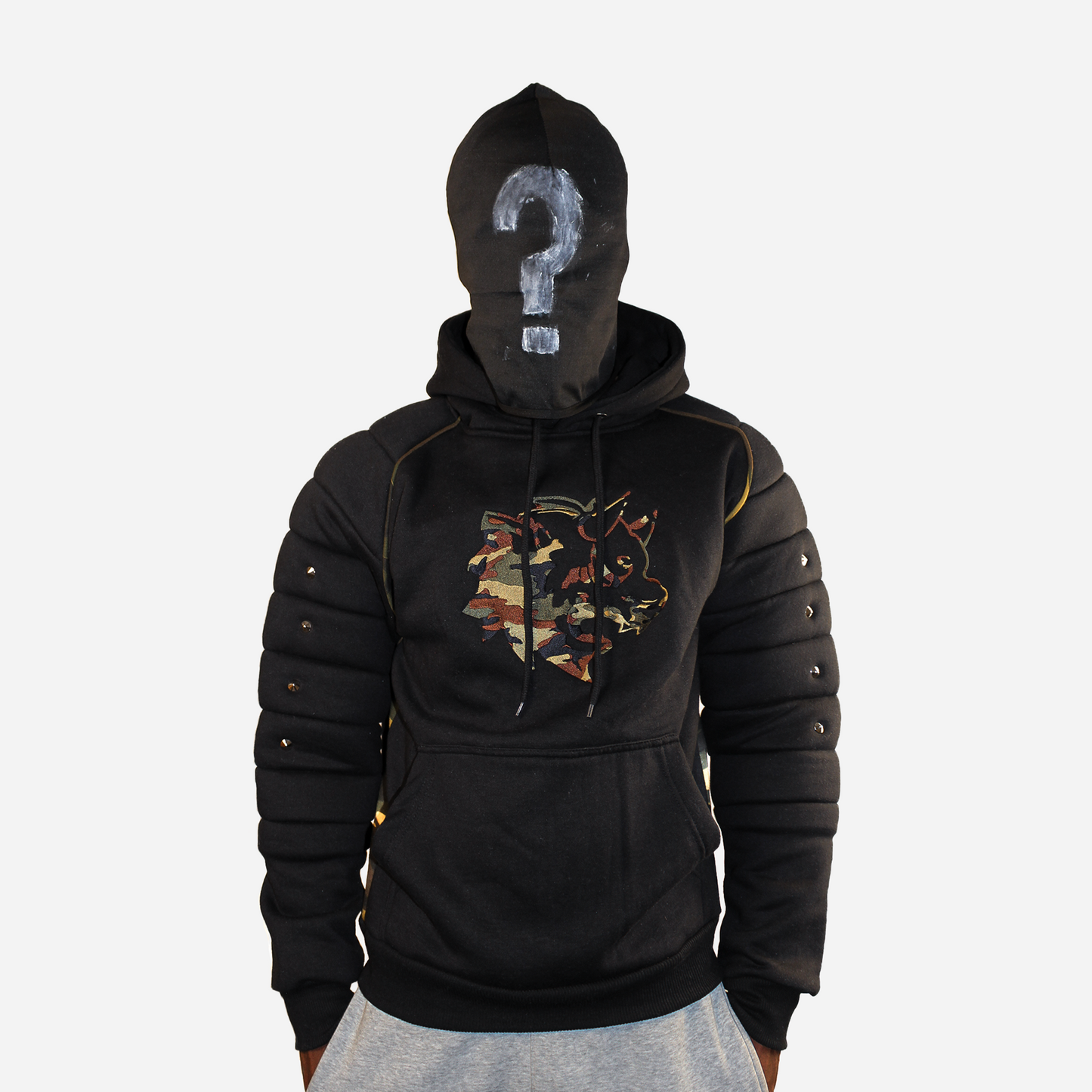 Camo Head Biker Black Hoodie