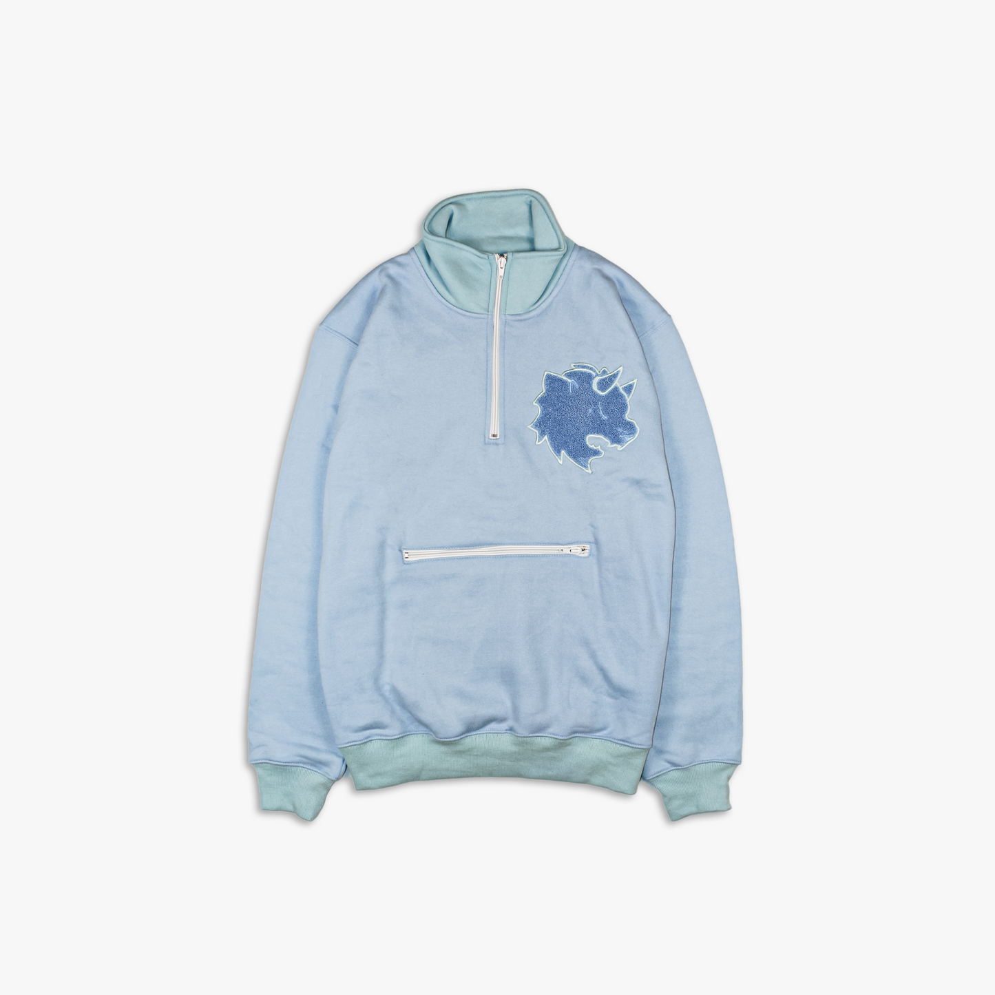 Mystique Baby Blue Set Quarter Zip Sweater